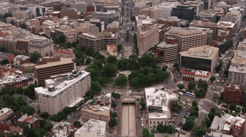 Dupont Circle aerial view in Washington, D.C.