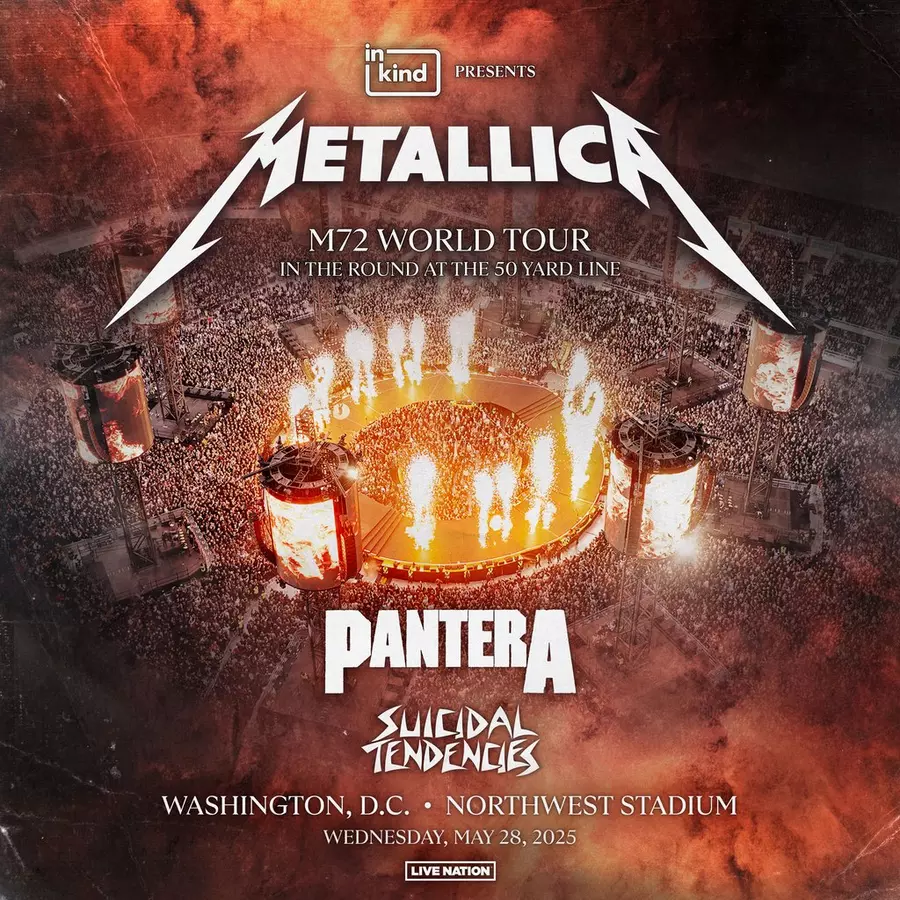 Massive crowd cheers during Metallica’s Enter Sandman at Landover’s Northwest Stadium in May 2025