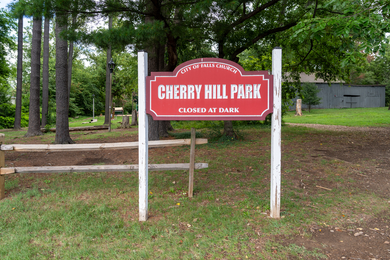 Cherry Hill Park sign in Falls Church, VA
