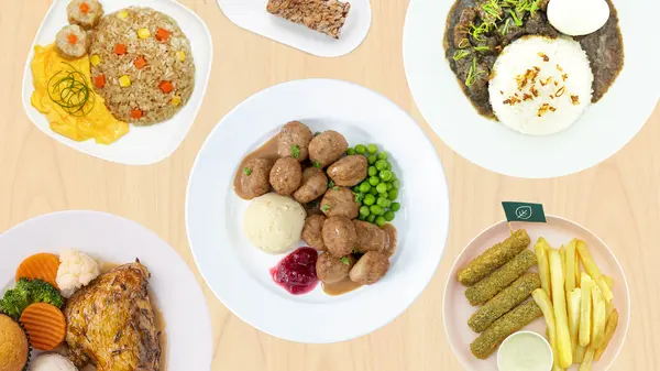 Assortment of classic IKEA Swedish dishes, including meatballs, mashed potatoes, and lingonberry jam, representing the potential menu for a new stand-alone IKEA restaurant in Chantilly, Northern Virginia.