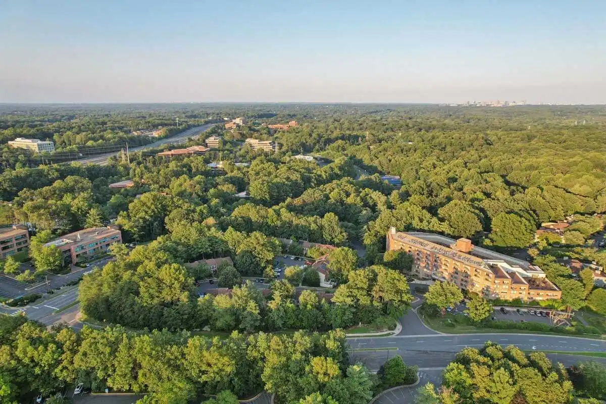 Aerial view of a Reston, VA neighborhood.